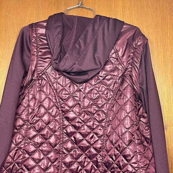 BKE Sport Woman's Shiny Metallic Plum Zip Up Hooded Jacket Size XL - Picture 6 of 7